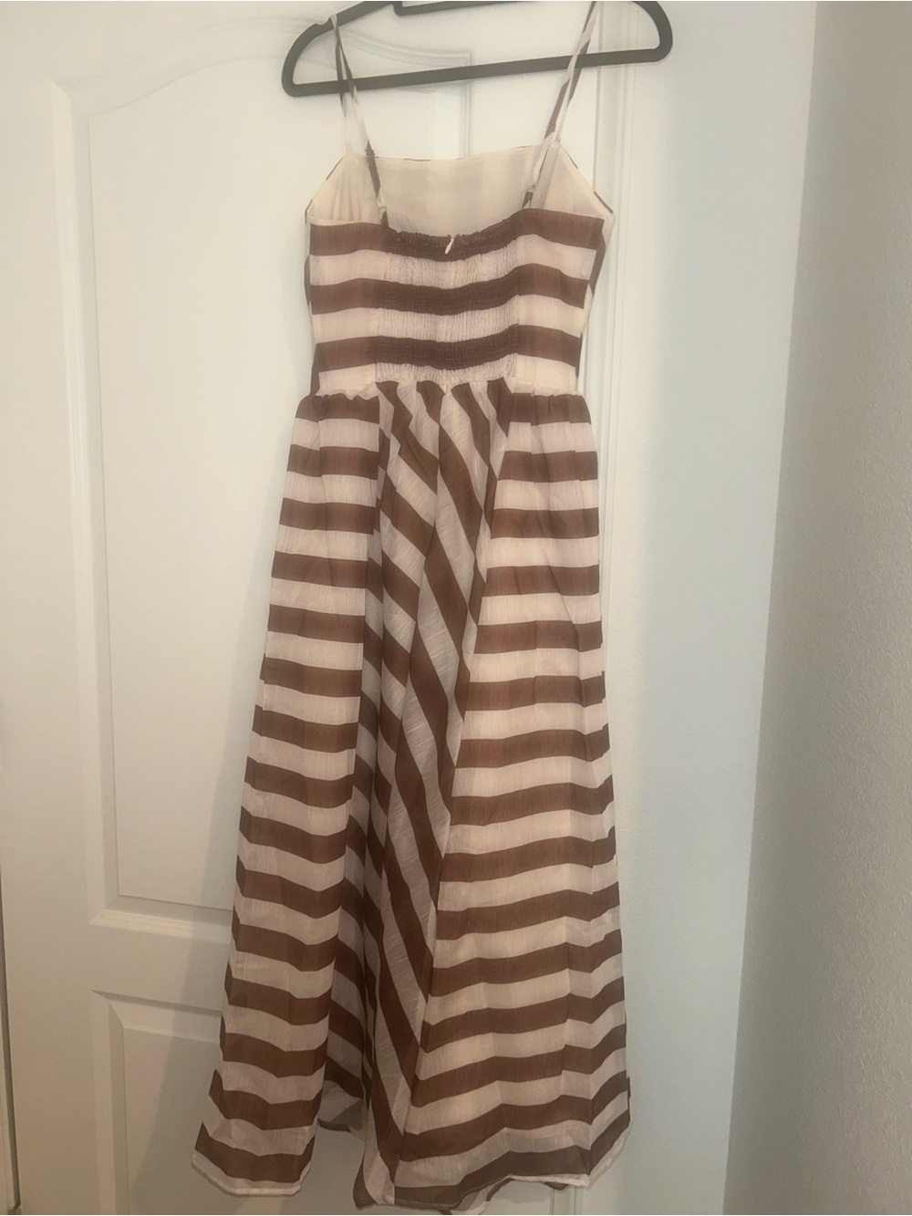 Commense Brown Cream Spaghetti Strap Striped Cami Maxi Dress Flow XS - Picture 6 of 6
